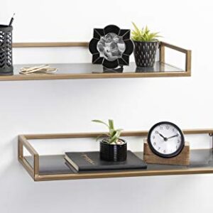 Kate and Laurel Blex Glam Wall Shelf, 24 x 8 x 3, Gold, Chic Floating Shelf for Wall Display and Storage