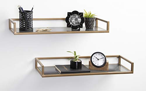 Kate and Laurel Blex Glam Wall Shelf, 24 x 8 x 3, Gold, Chic Floating Shelf for Wall Display and Storage