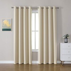 cucraf blackout curtains for bedroom – light blocking room darkening curtains & drapes grommet for living room/nursery,set of 2 curtain panels,52 x 95 inches,light beige