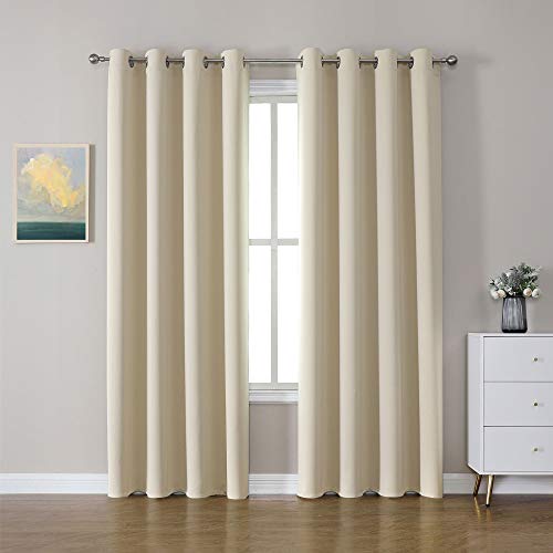 CUCRAF Blackout Curtains for Bedroom - Light Blocking Room Darkening Curtains & Drapes Grommet for Living Room/Nursery,Set of 2 Curtain Panels,52 x 95 Inches,Light Beige