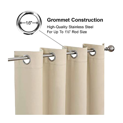 CUCRAF Blackout Curtains for Bedroom - Light Blocking Room Darkening Curtains & Drapes Grommet for Living Room/Nursery,Set of 2 Curtain Panels,52 x 95 Inches,Light Beige