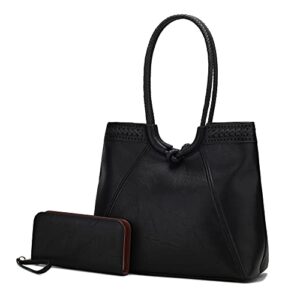 mkf collection tote bags for women designer handbag shoulder bag lady fashion top-handle messenger purse black