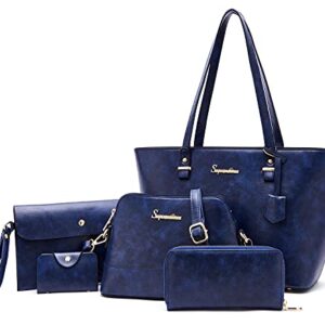 Soperwillton Purse and Wallet Set for Women Handbag Ladies Tote Shoulder Bag Hobo Satchel Purse 5pcs