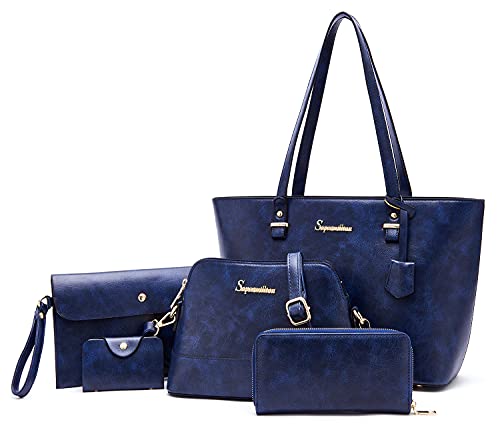 Soperwillton Purse and Wallet Set for Women Handbag Ladies Tote Shoulder Bag Hobo Satchel Purse 5pcs