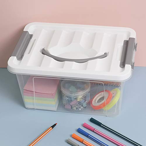 Hespama 5.5 Quart Storage Bin, Plastic Latching Box Container, 6 Packs