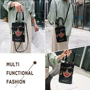 Emprier Women Novelty Lady Face Purse Satchel Bags Funky Personalized Tote Handbags Crossbody Shoulder Bags