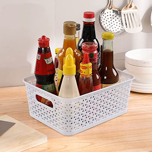 Hespama Plastic Storage Baskets with Handles, 4 Packs