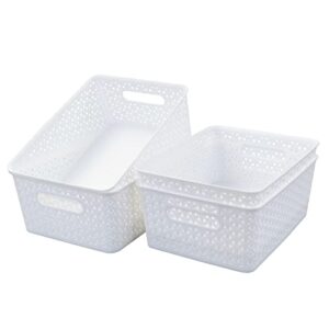 Hespama Plastic Storage Baskets with Handles, 4 Packs