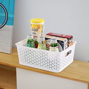 Hespama Plastic Storage Baskets with Handles, 4 Packs