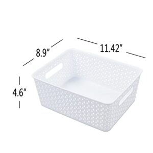 Hespama Plastic Storage Baskets with Handles, 4 Packs