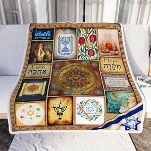 Messianic Seal Sherpa Blanket, Blanketed for Jewish P657, Adult Fleece Throw Blankets Bedding Blanket Reversible All Season Usage-Decorative Blanketed-Artwork Sherpa Blanket-Jewish's Gifts