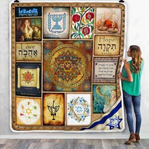 Messianic Seal Sherpa Blanket, Blanketed for Jewish P657, Adult Fleece Throw Blankets Bedding Blanket Reversible All Season Usage-Decorative Blanketed-Artwork Sherpa Blanket-Jewish's Gifts