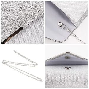 Gabrine Womens Shiny Sequins Evening Bag Envelop Bag Handbag Clutch Purse for Wedding Party Prom(Grid Silver)