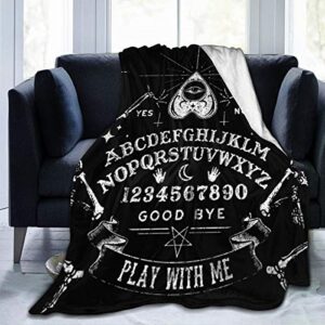 cozy soft easter blanket flannel fleece spring throw blanket for kid with 3d print for couch bed sofa great travel campping blanket vintage skeleton magic ouija board black (50″ x40)