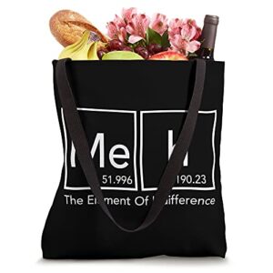 Meh The Element Of Indifference Funny Periodic Table Tote Bag