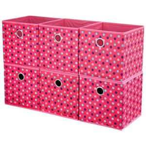 collapsible cloth cube storage bins polka dot fabric girls storage pink cube bins kids storage cubes boxes clothes organizer bin 10 in foldable storage baskets cubes inserts drawer storage,qy-sc15-6