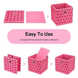 Collapsible Cloth Cube Storage Bins Polka Dot Fabric Girls Storage Pink Cube Bins Kids Storage Cubes Boxes Clothes Organizer Bin 10 In Foldable Storage Baskets Cubes Inserts Drawer Storage,QY-SC15-6