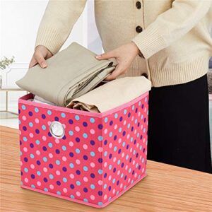 Collapsible Cloth Cube Storage Bins Polka Dot Fabric Girls Storage Pink Cube Bins Kids Storage Cubes Boxes Clothes Organizer Bin 10 In Foldable Storage Baskets Cubes Inserts Drawer Storage,QY-SC15-6