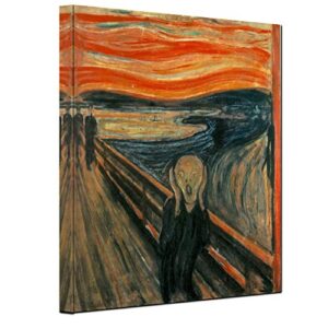 red edvard munch the scream retro mural giclee canvas prints gallery vintage home decor painting of bedroom dining room frame direct hanging (scream, 12x16inch)