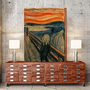 red Edvard Munch The Scream Retro Mural Giclee Canvas Prints Gallery Vintage Home Decor Painting of Bedroom Dining Room Frame Direct Hanging (Scream, 12x16inch)