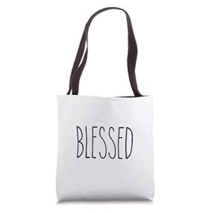 blessed, rae inspired text dunn, christian, god, love tote bag