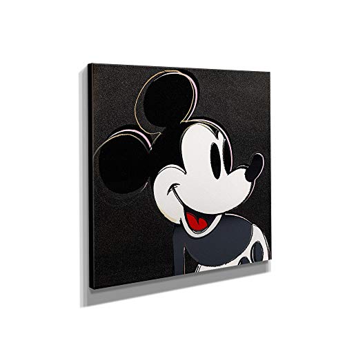 Andy Warhol- Mickey Mouse Black - Pop Art - Canvas Art Wall Art Home Decor (16in x 16in Gallery Wrapped)