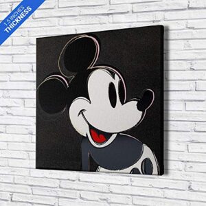 Andy Warhol- Mickey Mouse Black - Pop Art - Canvas Art Wall Art Home Decor (16in x 16in Gallery Wrapped)