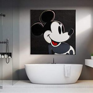 Andy Warhol- Mickey Mouse Black - Pop Art - Canvas Art Wall Art Home Decor (16in x 16in Gallery Wrapped)