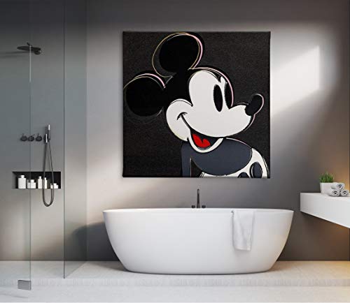 Andy Warhol- Mickey Mouse Black - Pop Art - Canvas Art Wall Art Home Decor (16in x 16in Gallery Wrapped)