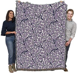 pure country weavers william morris oak tree purple blanket – arts & crafts – gift tapestry throw woven from cotton – made in the usa (72×54)