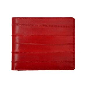 vidlea slim genuine eel skin wallet bifold wallet credit card holder coin purse (red)
