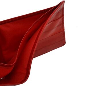 Vidlea Slim Genuine Eel Skin Wallet biFold Wallet Credit Card Holder Coin Purse (Red)