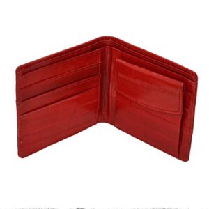 Vidlea Slim Genuine Eel Skin Wallet biFold Wallet Credit Card Holder Coin Purse (Red)