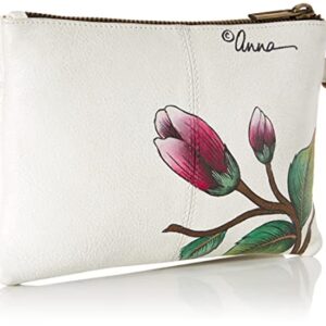 Anna by Anuschka Hand-Painted Genuine Leather Wristlet Organizer Wallet - Peony Ivory