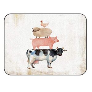 Farmhouse Rug for Bedroom Non Skid Large Area Rug 4'x6' for Kids Baby Nursery Room Livingroom Decor Washable Carpets Farm Animals Cow Pig Chicken Watercolor