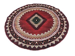 champion rugs native american navajo aztec indian navajo tribal red area rug (5 feet x 5 feet round)