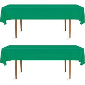 decorrack 2 rectangular tablecloths -bpa- free plastic, 54 x 108 inch, dining table cover cloth rectangle for parties, picnic, camping and outdoor, disposable or reusable in green (2 pack)