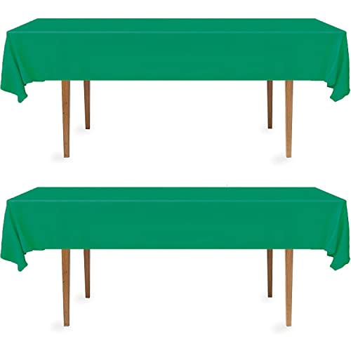 DecorRack 2 Rectangular Tablecloths -BPA- Free Plastic, 54 x 108 inch, Dining Table Cover Cloth Rectangle for Parties, Picnic, Camping and Outdoor, Disposable or Reusable in Green (2 Pack)