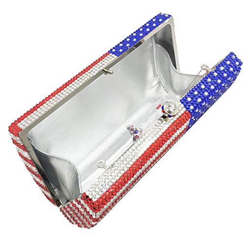 Boutique De FGG National Flag Crystal Clutch Purses Evening Bags and Handbags for Women Formal Party Rhinestones Bags (American #2)