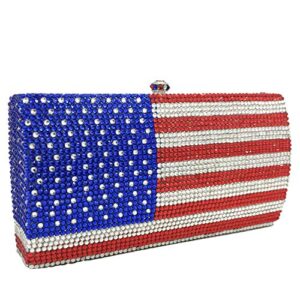 Boutique De FGG National Flag Crystal Clutch Purses Evening Bags and Handbags for Women Formal Party Rhinestones Bags (American #2)