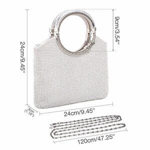 BAGLAMOR Women's Handbag Crystal Rhinestone Bag Evening Bags Wedding Clutch Purse (Silver #1)