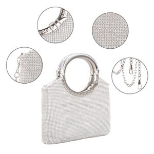 BAGLAMOR Women's Handbag Crystal Rhinestone Bag Evening Bags Wedding Clutch Purse (Silver #1)