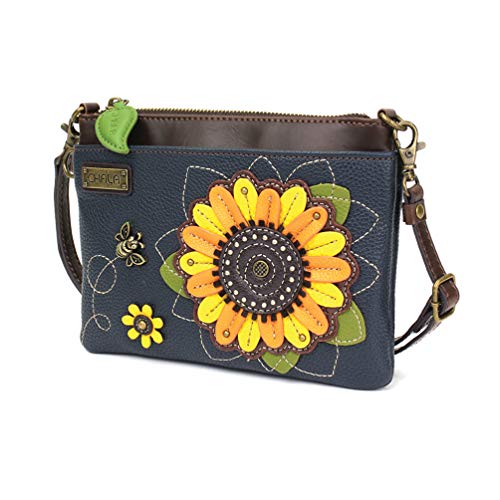 Chala Mini Crossbody/Purse with Convertible Strap Stylish, Compact, Versatile - Sunflower - Navy