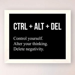 "CTRL+ALT+DEL" Inspirational Motivational Wall Art & Decor-Positive Quotes Poster Prints 8x10-Home Office Desk-Classroom Decor-Success Sayings-Encouragement Gifts for Men, Women, Teens-Ready to Frame.