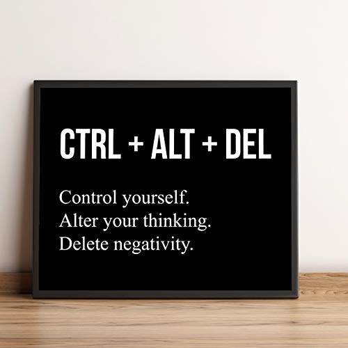 "CTRL+ALT+DEL" Inspirational Motivational Wall Art & Decor-Positive Quotes Poster Prints 8x10-Home Office Desk-Classroom Decor-Success Sayings-Encouragement Gifts for Men, Women, Teens-Ready to Frame.