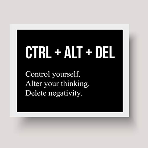 "CTRL+ALT+DEL" Inspirational Motivational Wall Art & Decor-Positive Quotes Poster Prints 8x10-Home Office Desk-Classroom Decor-Success Sayings-Encouragement Gifts for Men, Women, Teens-Ready to Frame.