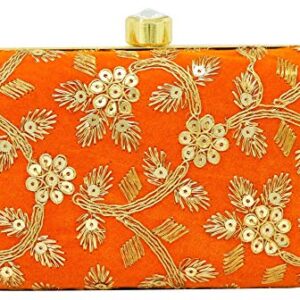 AILTINO Women's Box Clutch Purse Bag with sling chain (Orange)