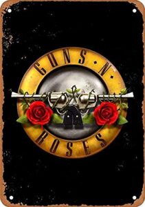 gcocl metal sign guns n’ roses retro tin sign nostalgic ornament metal poster garage art deco bar cafe shop 8×12 inch tin poster hacker