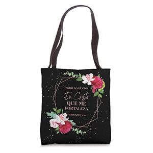 regalos cristianos mujeres cute christian spanish flowers tote bag