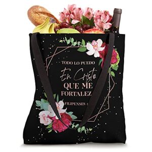 Regalos Cristianos Mujeres Cute Christian Spanish Flowers Tote Bag